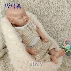 IVITA 18'' Silicone Reborn Baby Eyes Closed Sleeping Boy Doll Can Take Pacifier