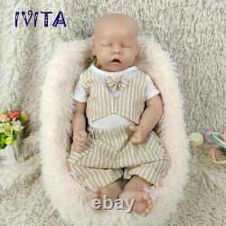 IVITA 18'' Silicone Reborn Baby Eyes Closed Sleeping Boy Doll Can Take Pacifier