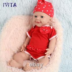IVITA 18 inch Silicone Reborn Baby Girl Doll Vivid Full Silicone Baby Doll