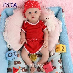 IVITA 19''Blue Eyes Baby Full Silicone Girl Doll Lifelike Reborn Baby Prematur