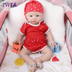 IVITA 19''Blue Eyes Baby Full Silicone Girl Doll Lifelike Reborn Baby Prematur