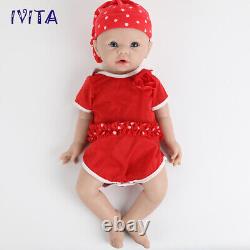 IVITA 19''Blue Eyes Baby Full Silicone Girl Doll Lifelike Reborn Baby Prematur