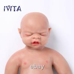 IVITA 19'' Full Silicone Reborn Baby Boy Eyes Closed Silicone Doll Sleeping Baby