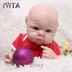 IVITA 19Popular Blue Eyes Boy&Girl Full Silicone Doll Reborn Baby Toddler Toy