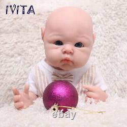 IVITA 19Popular Blue Eyes Boy&Girl Full Silicone Doll Reborn Baby Toddler Toy