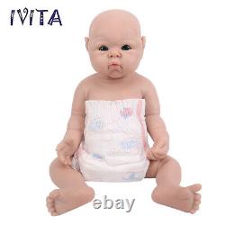 IVITA 19Popular Blue Eyes Boy&Girl Full Silicone Doll Reborn Baby Toddler Toy