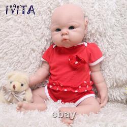 IVITA 19Popular Blue Eyes Boy&Girl Full Silicone Doll Reborn Baby Toddler Toy