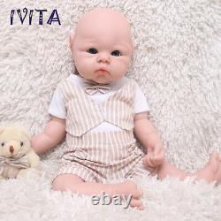 IVITA 19Popular Blue Eyes Boy&Girl Full Silicone Doll Reborn Baby Toddler Toy