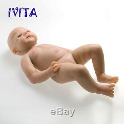 IVITA 21 Full Body Silicone Doll Big Eyes Cute Girl Toy Baby+Clothes Xmas Gift