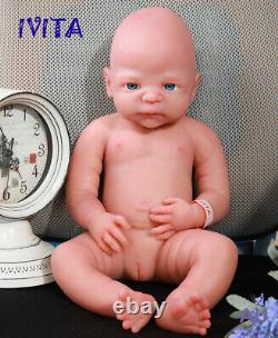 IVITA 21'' Full Body Silicone Reborn Baby Girl Big Blue Eyes Newborn Doll