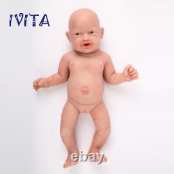 IVITA 23'' Soft Silicone Reborn Baby GIRL Big Eyes Smile Silicone Handmade Doll