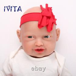 IVITA 23'' Soft Silicone Reborn Baby GIRL Big Eyes Smile Silicone Handmade Doll