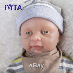 IVITA Full Silicone Reborn Baby BOY Doll 18'' Lifelike Infant Green Eyes Gift