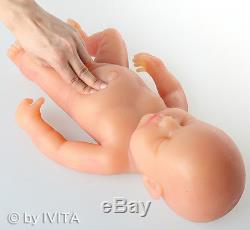 IVITA New Cute Full Body Soft Solid Silicone Lifelike Baby Doll BOY Sleeping