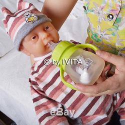 IVITA Reborn Baby Girl Dolls 18'' Realistic Silicone Reborn Baby take a pacifier
