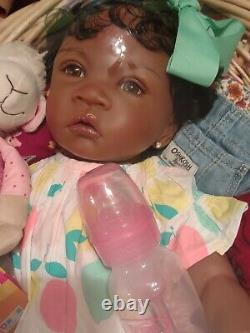 Large AA Black Reborn Realistic Baby Doll Complete Giftset African Americ AS IS