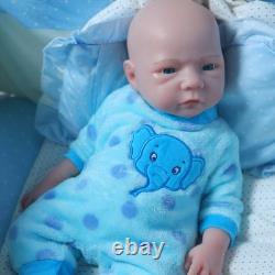 Lifelike 18.5 Full Silicone Reborn Baby Boy Doll Real Touch Drink-Wet Gift Box