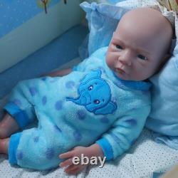 Lifelike 18.5 Full Silicone Reborn Baby Boy Doll Real Touch Drink-Wet Gift Box