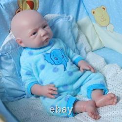 Lifelike 18.5 Full Silicone Reborn Baby Boy Doll Real Touch Drink-Wet Gift Box