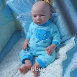 Lifelike 18.5 Full Silicone Reborn Baby Boy Doll Real Touch Drink-Wet Gift Box