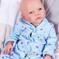 Lifelike 18.5 Full Silicone Reborn Baby Boy Doll Real Touch Drink-Wet Gift Box