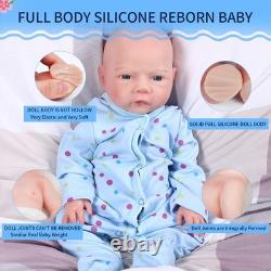 Lifelike 18.5 Full Silicone Reborn Baby Boy Doll Real Touch Drink-Wet Gift Box