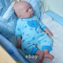 Lifelike 18.5 Full Silicone Reborn Baby Boy Doll Real Touch Drink-Wet Gift Box