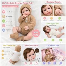 Lifelike 20 Reborn Baby Doll Girl with Open Eyes, Soft Cuddle Body, Realistic F