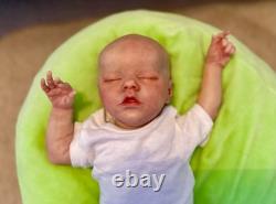 Lifelike Preemie Hand Painted newborn, eyelashes 16inchWeightedsoft body bald