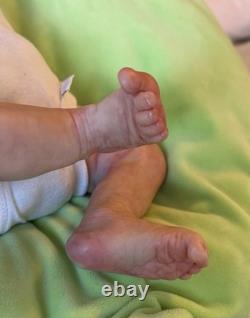 Lifelike Preemie Hand Painted newborn, eyelashes 16inchWeightedsoft body bald