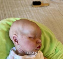 Lifelike Preemie Hand Painted newborn, eyelashes 16inchWeightedsoft body bald