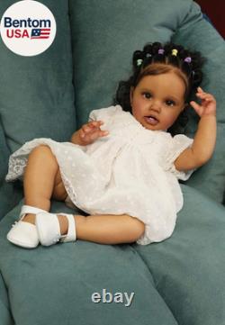Lifelike Reborn Baby Dolls 24 Inch Dark Skin Reborn Toddler Girl Look Real Life