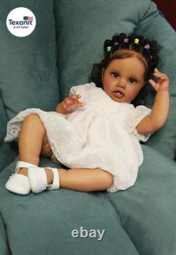 Lifelike Reborn Baby Dolls 24 Inch Dark Skin Reborn Toddler Girl Look Real Life