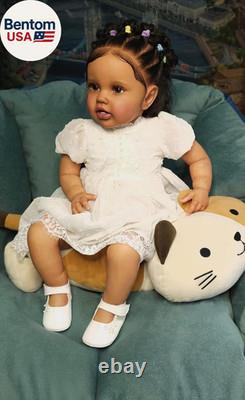 Lifelike Reborn Baby Dolls 24 Inch Dark Skin Reborn Toddler Girl Look Real Life