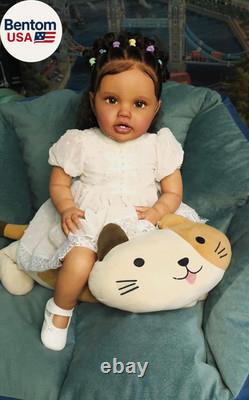 Lifelike Reborn Baby Dolls 24 Inch Dark Skin Reborn Toddler Girl Look Real Life