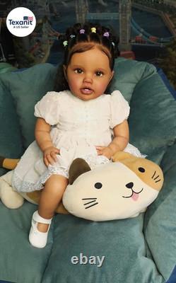 Lifelike Reborn Baby Dolls 24 Inch Dark Skin Reborn Toddler Girl Look Real Life
