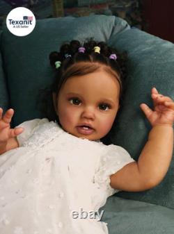 Lifelike Reborn Baby Dolls 24 Inch Dark Skin Reborn Toddler Girl Look Real Life