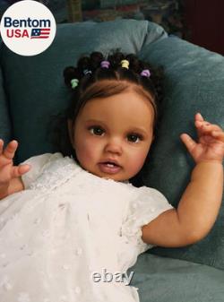 Lifelike Reborn Baby Dolls 24 Inch Dark Skin Reborn Toddler Girl Look Real Life