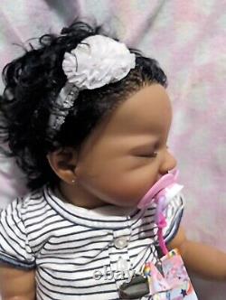 Lifelike Reborn Baby Dolls Biracial/AA/Latina Baby Doll, 19 Inches- 4.5 Pounds