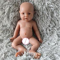 Lifelike Reborn Baby Dolls Brown Floppy Full Silicone 17Cute Newborn Boy Alive