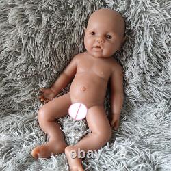 Lifelike Reborn Baby Dolls Brown Floppy Full Silicone 17Cute Newborn Boy Alive