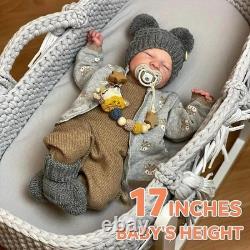 Lifelike Reborn Baby Dolls Silicone Full Body Boy 17-Inch Soft Body Realistic