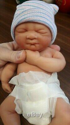 NEW 10 Painted Micro Preemie Full Body Silicone Baby Girl Doll Laila