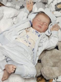 NEW Reborn Babydoll Art Doll 21 Boy Closed eyed with hair Asleep Laura