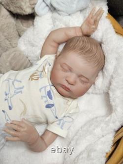 NEW Reborn Babydoll Art Doll 21 Boy Closed eyed with hair Asleep Laura