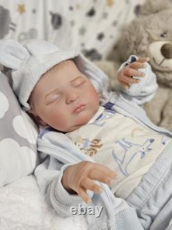 NEW Reborn Babydoll Art Doll 21 Boy Closed eyed with hair Asleep Laura