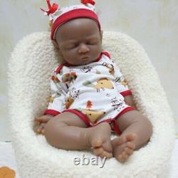 Newborn Girl Full Body Silicone Lifelike Sleeping Baby Brown Doll 17 Unpainted