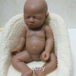 Newborn Girl Full Body Silicone Lifelike Sleeping Baby Brown Doll 17 Unpainted