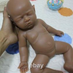 Newborn Girl Full Body Silicone Lifelike Sleeping Baby Brown Doll 17 Unpainted