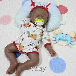 Newborn Girl Full Body Silicone Lifelike Sleeping Baby Brown Doll 17 Unpainted